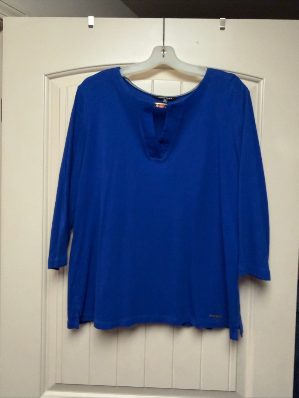 Ellen Tracy Royal Blue Split-Neck Tunic